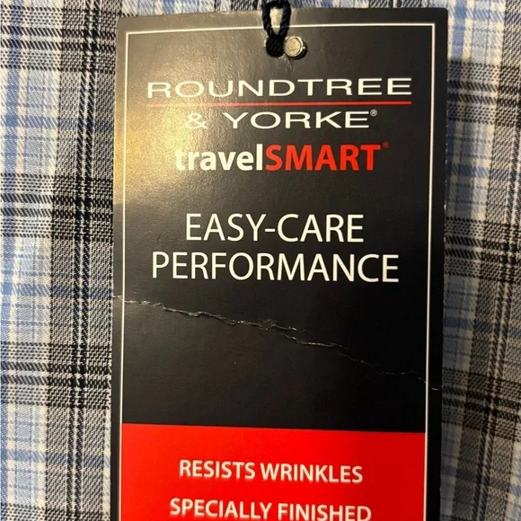 Roundtree & Yorke Blue and Gray Casual Button Down Shirt - Picture 5 of 12